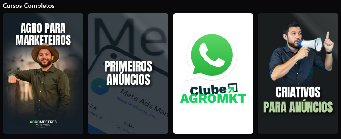 Prévia da área de membros do Clube Agromkt